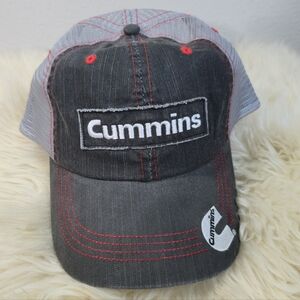 Cummins Diesel Denim Trucker Hat Mesh Snapback Black Red Logo Cap